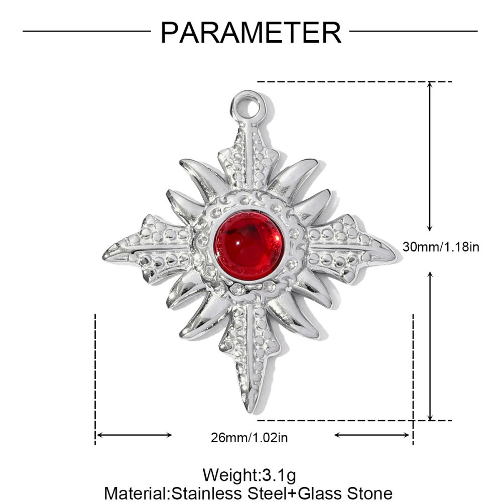6pcs/pack Stainless Steel Resin Stone Cross Sun Necklace Pendant Star DIY Earring Charm Women Crescent Moon Jewelry Wholesale