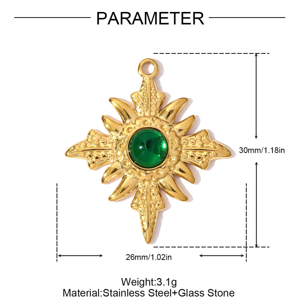 6pcs/pack Stainless Steel Resin Stone Cross Sun Necklace Pendant Star DIY Earring Charm Women Crescent Moon Jewelry Wholesale