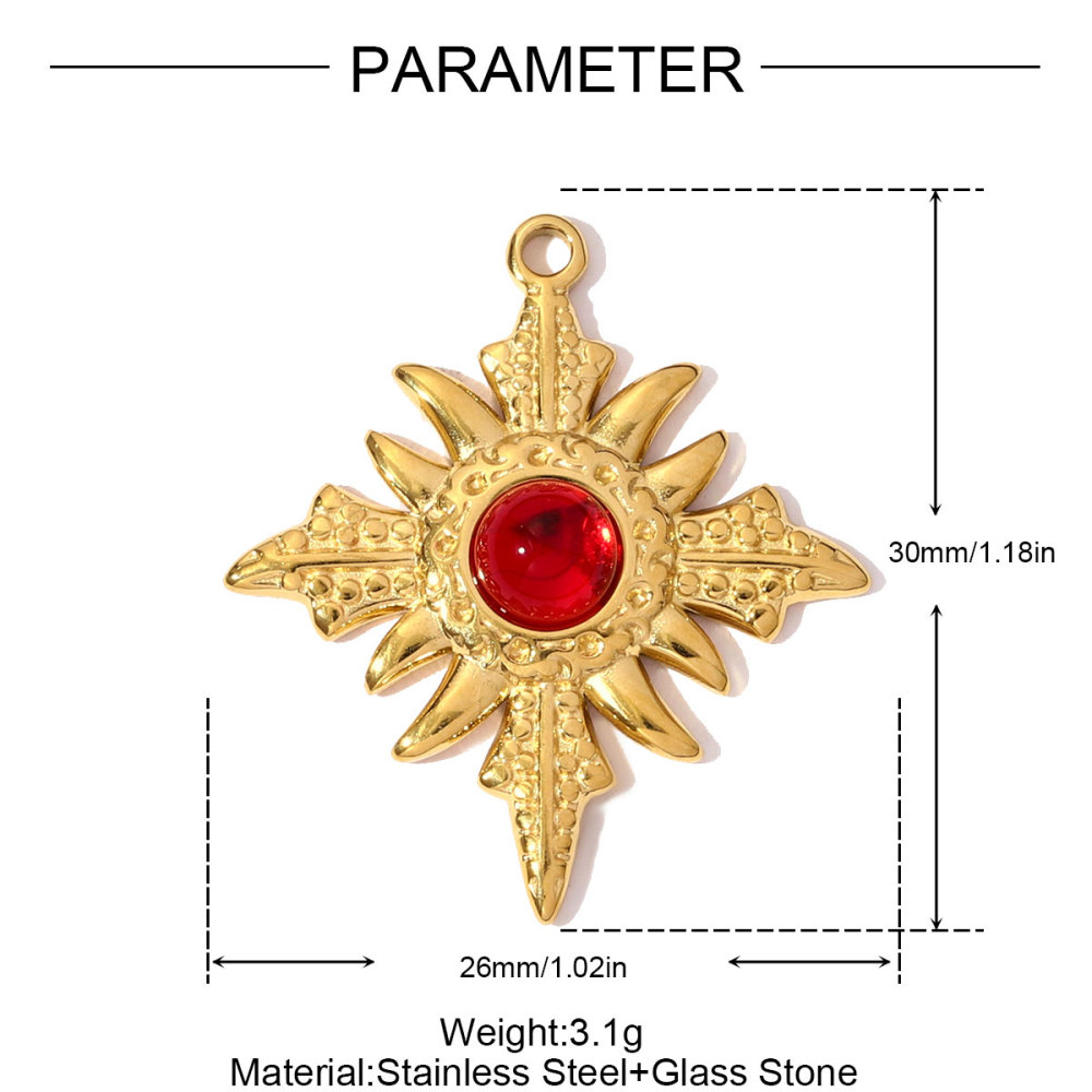 6pcs/pack Stainless Steel Resin Stone Cross Sun Necklace Pendant Star DIY Earring Charm Women Crescent Moon Jewelry Wholesale