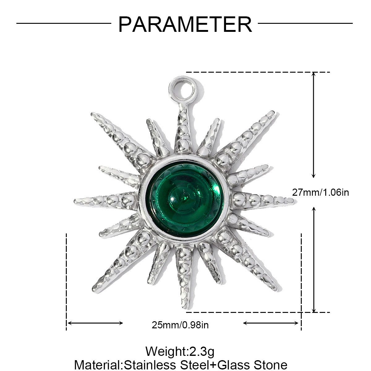 6pcs/pack Stainless Steel Resin Stone Cross Sun Necklace Pendant Star DIY Earring Charm Women Crescent Moon Jewelry Wholesale