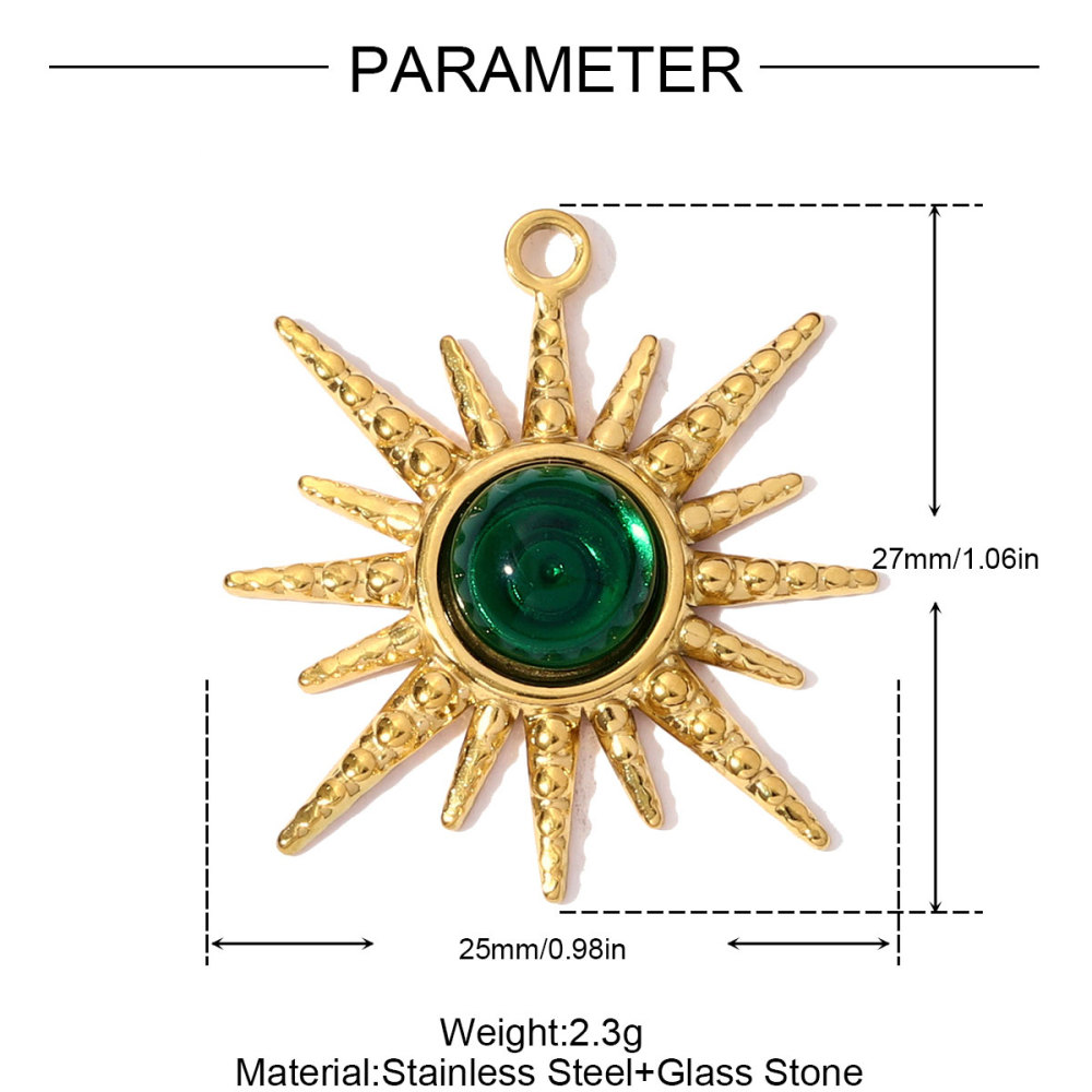 6pcs/pack Stainless Steel Resin Stone Cross Sun Necklace Pendant Star DIY Earring Charm Women Crescent Moon Jewelry Wholesale