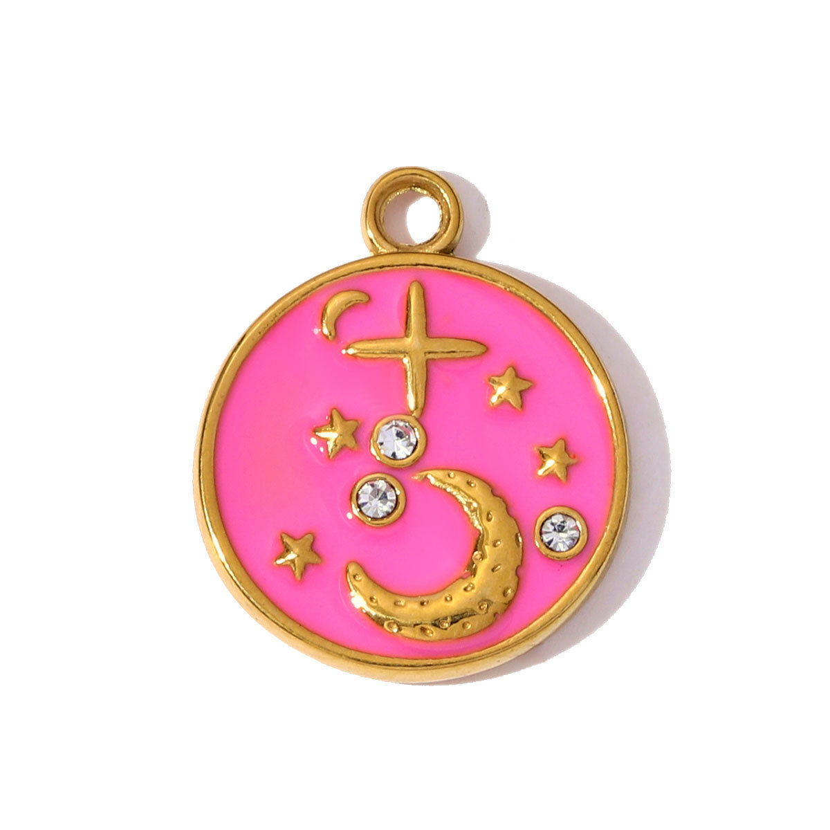 6pcs/pack Stainless Steel Resin Stone Cross Sun Necklace Pendant Star DIY Earring Charm Women Crescent Moon Jewelry Wholesale