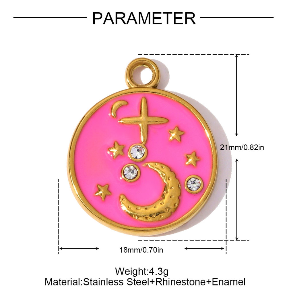 6pcs/pack Stainless Steel Resin Stone Cross Sun Necklace Pendant Star DIY Earring Charm Women Crescent Moon Jewelry Wholesale