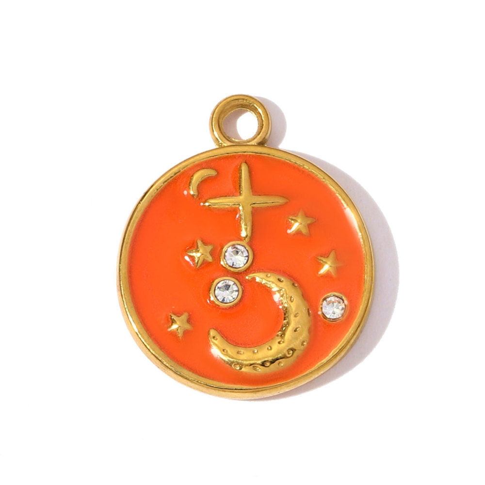 6pcs/pack Stainless Steel Resin Stone Cross Sun Necklace Pendant Star DIY Earring Charm Women Crescent Moon Jewelry Wholesale