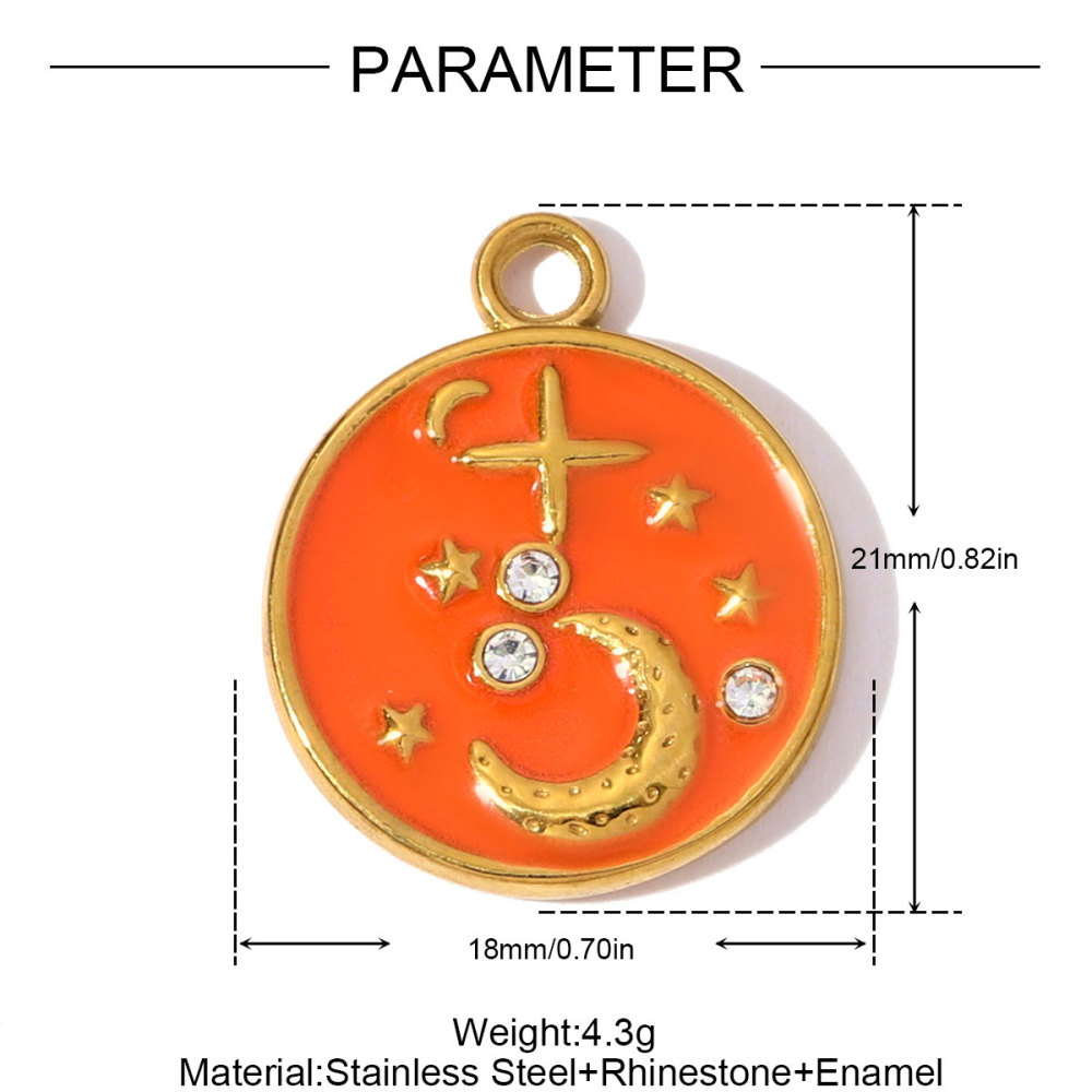 6pcs/pack Stainless Steel Resin Stone Cross Sun Necklace Pendant Star DIY Earring Charm Women Crescent Moon Jewelry Wholesale