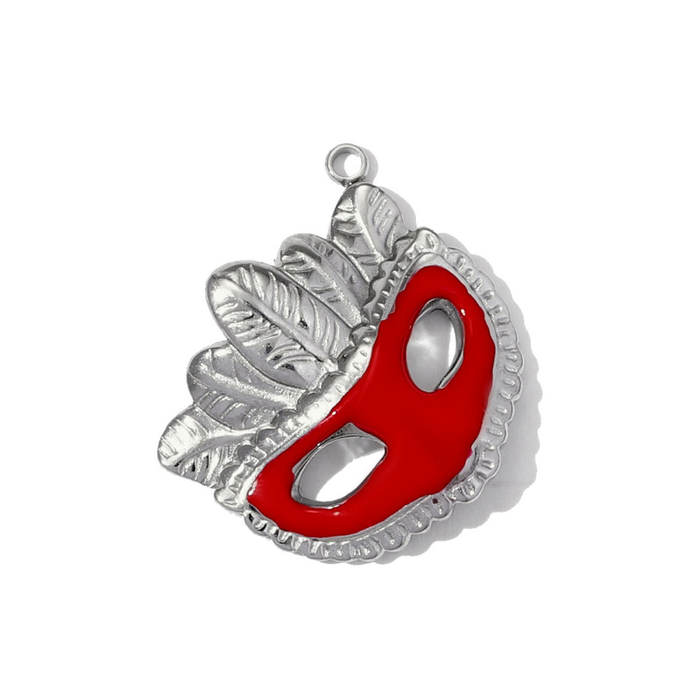 6pcs/pack Stainless Steel Enamel Lady Mask Necklace Pendant Crystal Bowknot DIY Earring Charm Women Crown Heart Jewelry Wholesale