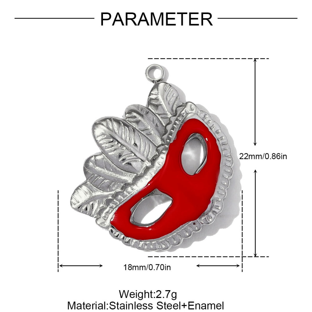 6pcs/pack Stainless Steel Enamel Lady Mask Necklace Pendant Crystal Bowknot DIY Earring Charm Women Crown Heart Jewelry Wholesale