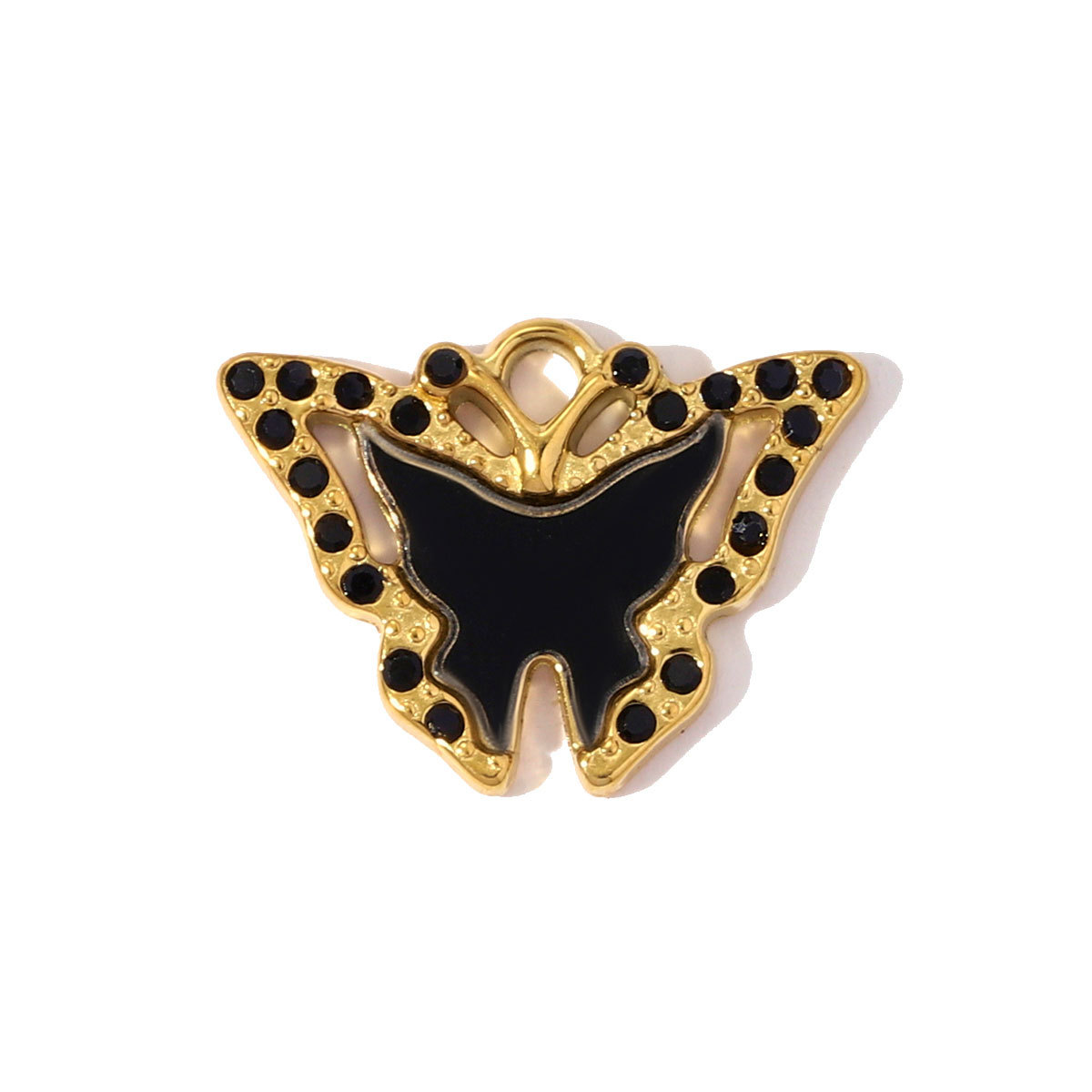 6pcs/pack Stainless Steel Enamel Ladybird Necklace Pendant Crystal Butterfly DIY Earring Charm Women Crown Heart Jewelry Wholesale