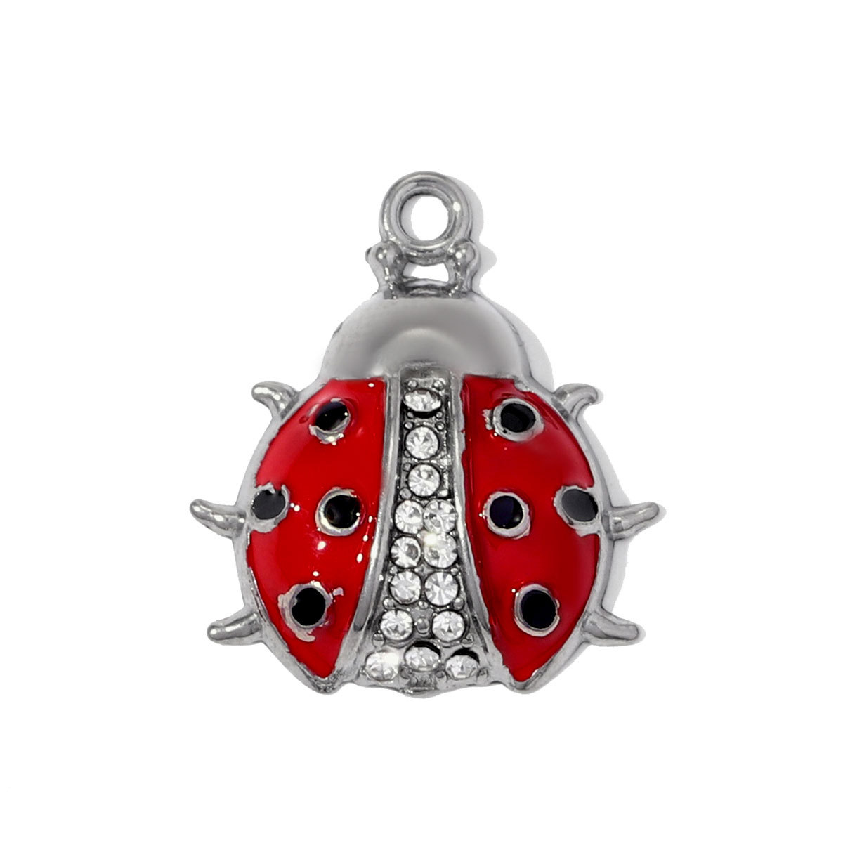 6pcs/pack Stainless Steel Enamel Ladybird Necklace Pendant Crystal Butterfly DIY Earring Charm Women Crown Heart Jewelry Wholesale