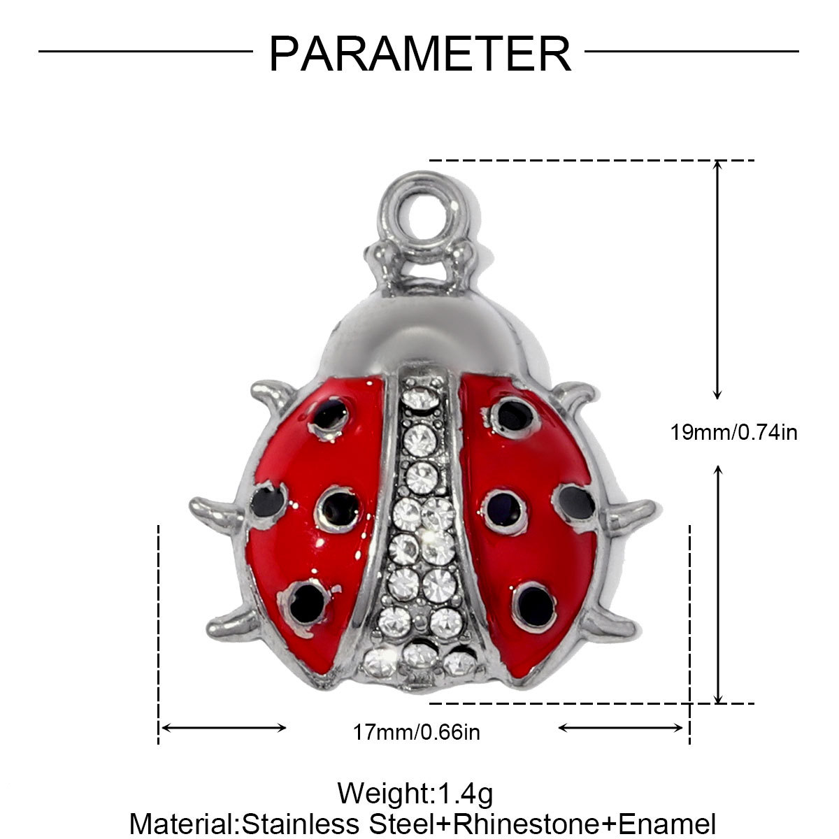 6pcs/pack Stainless Steel Enamel Ladybird Necklace Pendant Crystal Butterfly DIY Earring Charm Women Crown Heart Jewelry Wholesale