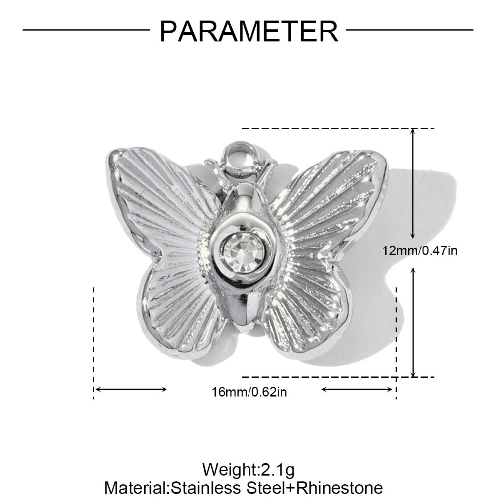 6pcs/pack Stainless Steel Enamel Ladybird Necklace Pendant Crystal Butterfly DIY Earring Charm Women Crown Heart Jewelry Wholesale