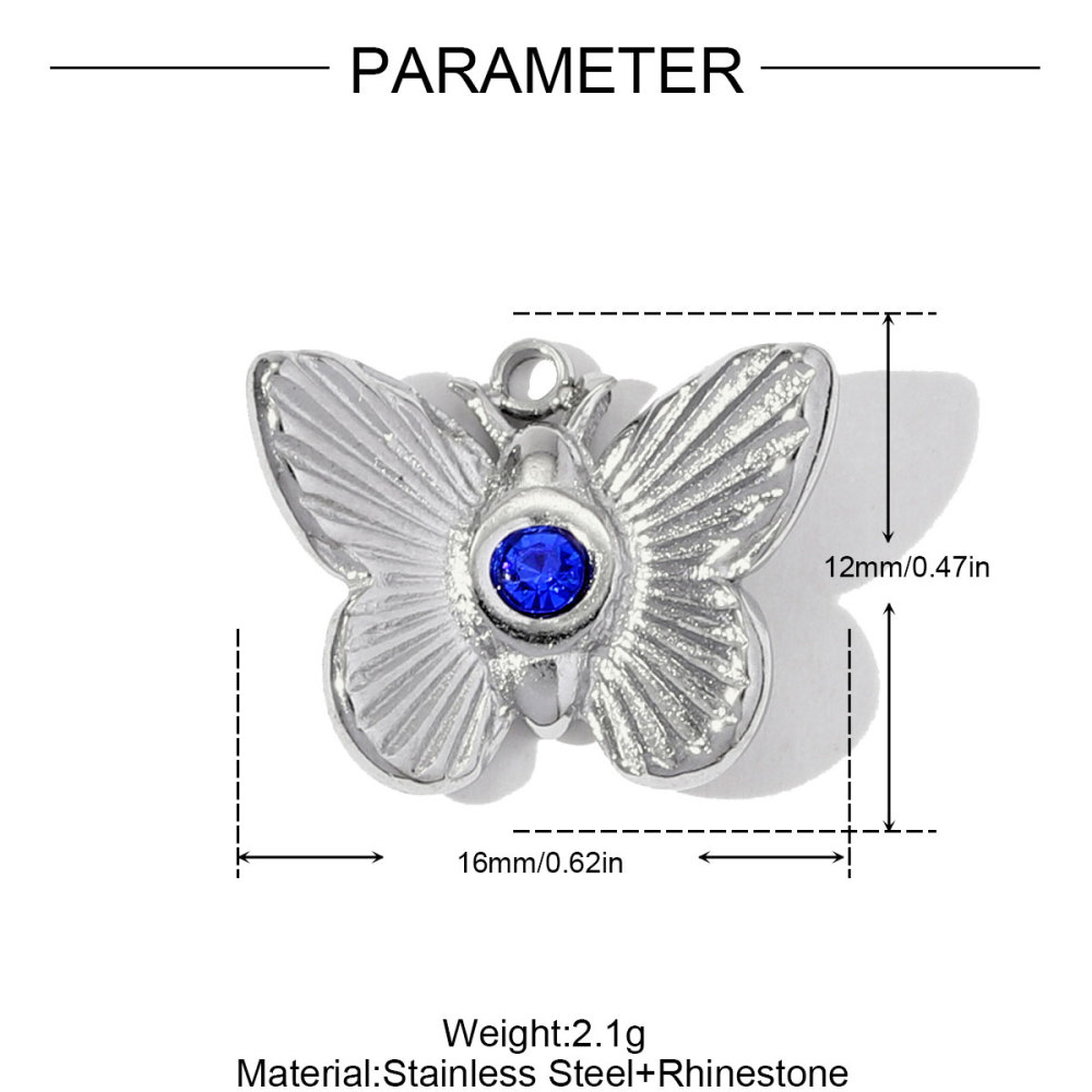 6pcs/pack Stainless Steel Enamel Ladybird Necklace Pendant Crystal Butterfly DIY Earring Charm Women Crown Heart Jewelry Wholesale