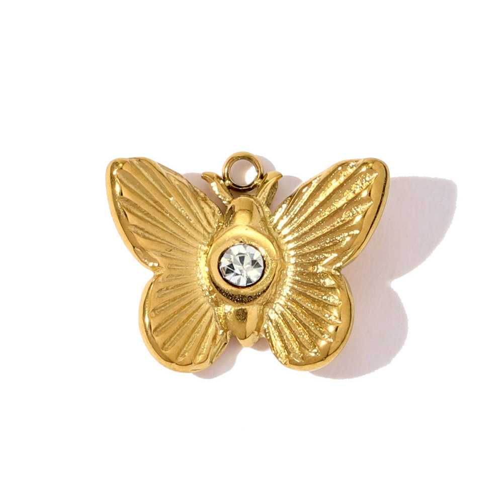 6pcs/pack Stainless Steel Enamel Ladybird Necklace Pendant Crystal Butterfly DIY Earring Charm Women Crown Heart Jewelry Wholesale