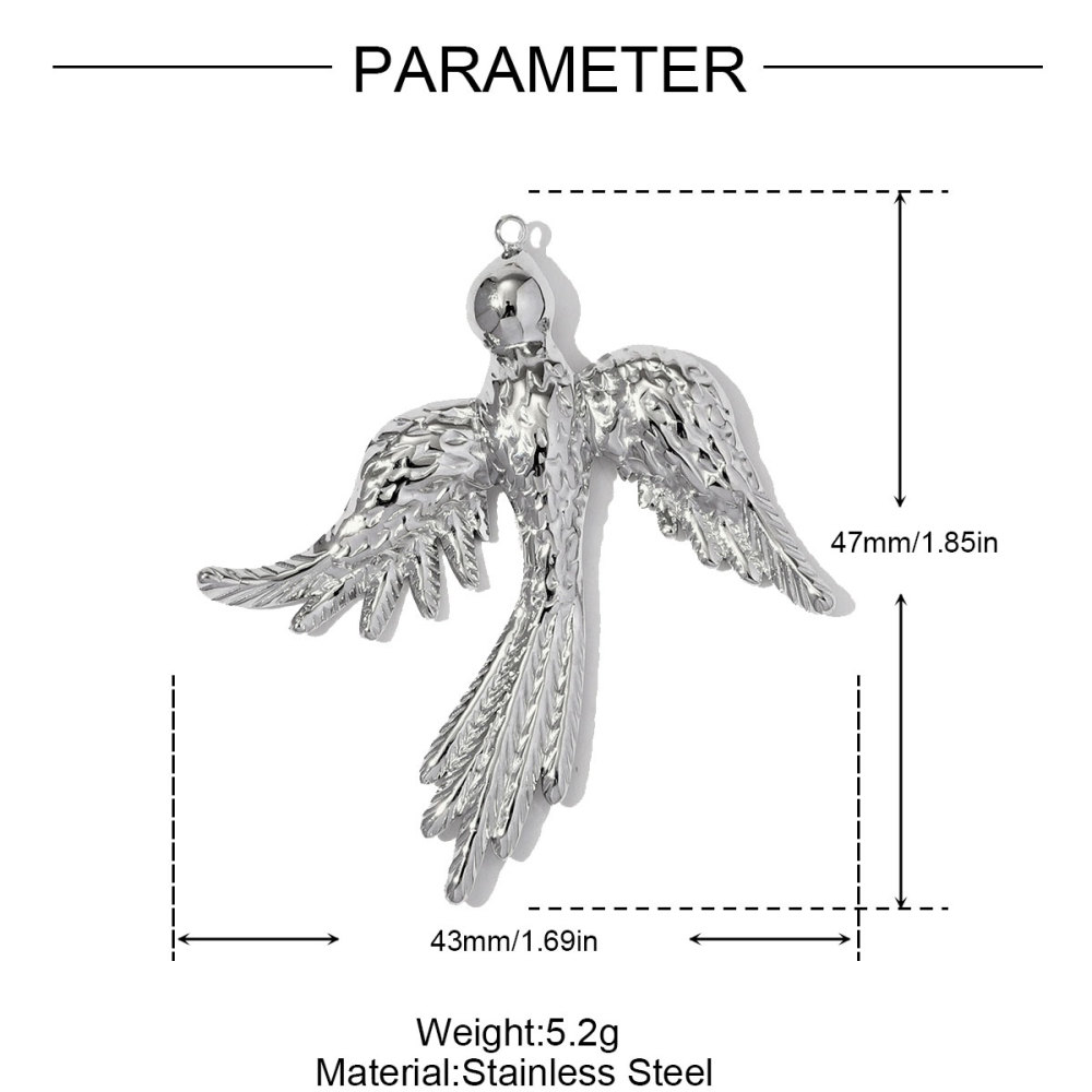 6pcs/pack Big Size Stainless Steel Shell Phoenix Bird Necklace Pendant Hollow Heart DIY Earring Charm Women Starfhish Jewelry Wholesale