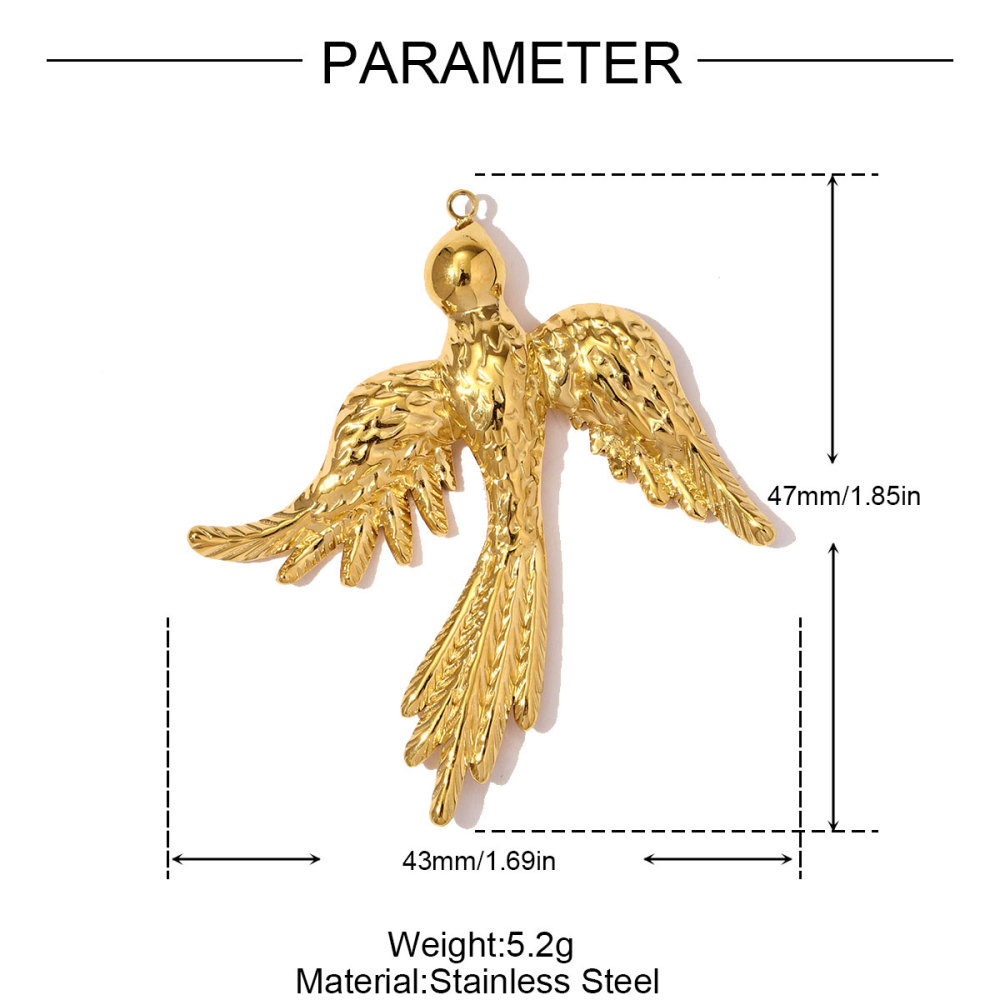 6pcs/pack Big Size Stainless Steel Shell Phoenix Bird Necklace Pendant Hollow Heart DIY Earring Charm Women Starfhish Jewelry Wholesale