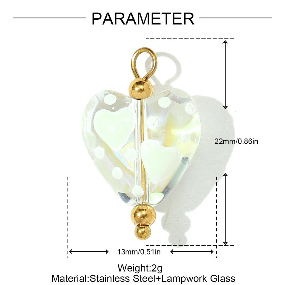 6pcs/pack Pink Enamel Strawberry Stainless Steel DIY Earring Charms Lampwork Glass Heart Pendants Woman Jewelry Necklace Making