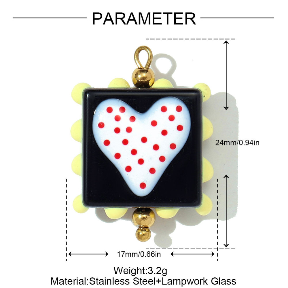 6pcs/pack Pink Enamel Strawberry Stainless Steel DIY Earring Charms Lampwork Glass Heart Pendants Woman Jewelry Necklace Making