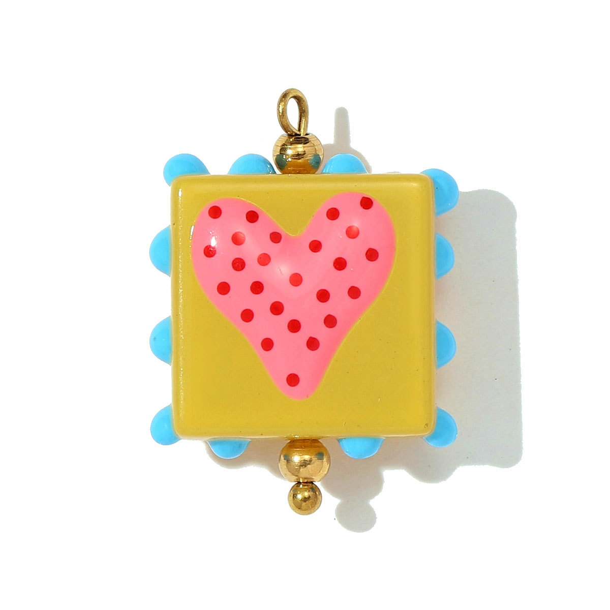 6pcs/pack Pink Enamel Strawberry Stainless Steel DIY Earring Charms Lampwork Glass Heart Pendants Woman Jewelry Necklace Making