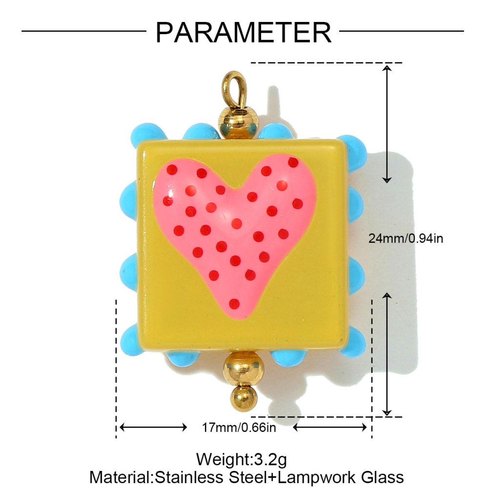 6pcs/pack Pink Enamel Strawberry Stainless Steel DIY Earring Charms Lampwork Glass Heart Pendants Woman Jewelry Necklace Making