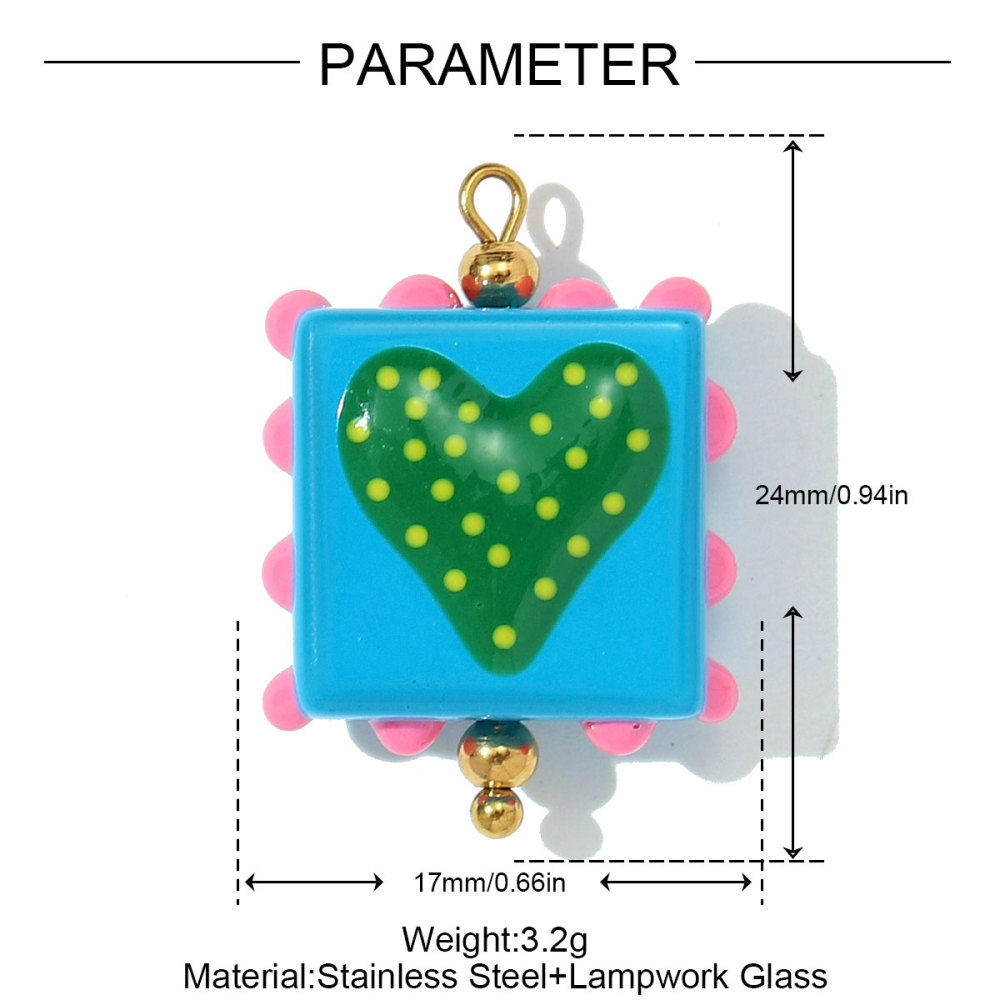 6pcs/pack Pink Enamel Strawberry Stainless Steel DIY Earring Charms Lampwork Glass Heart Pendants Woman Jewelry Necklace Making