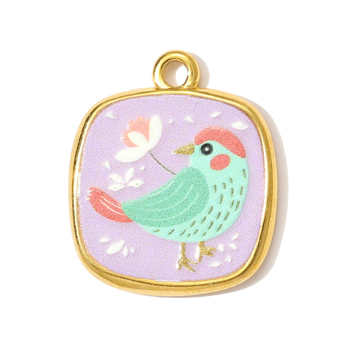 6pcs/pack Oval Hammered Stainless Steel DIY Earring Charms Woman Jewelry Enamel Peace Dove Bee Pendants Necklace Making Jewelry