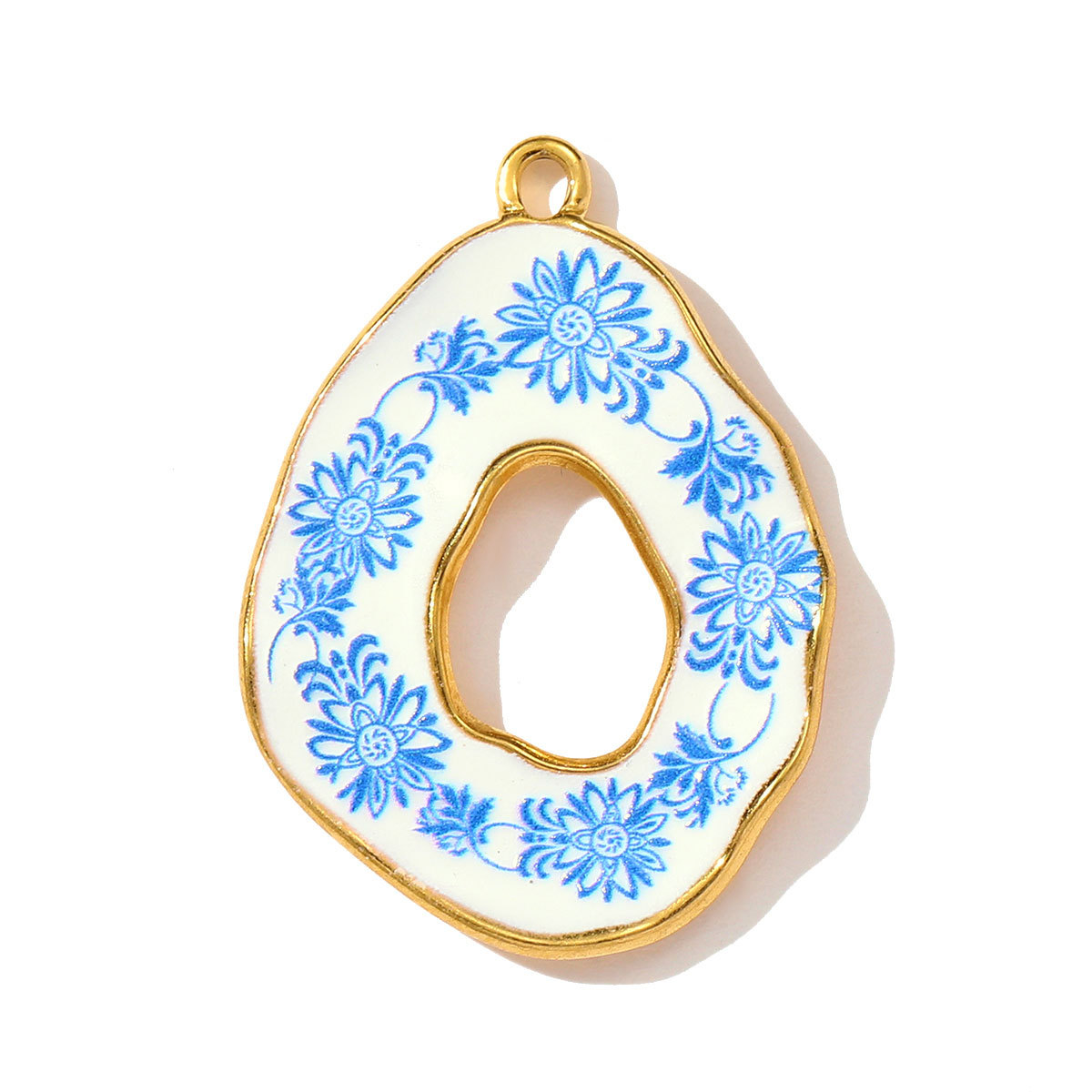 6pcs/pack Oval Hammered Stainless Steel DIY Earring Charms Woman Jewelry Enamel Peace Dove Bee Pendants Necklace Making Jewelry