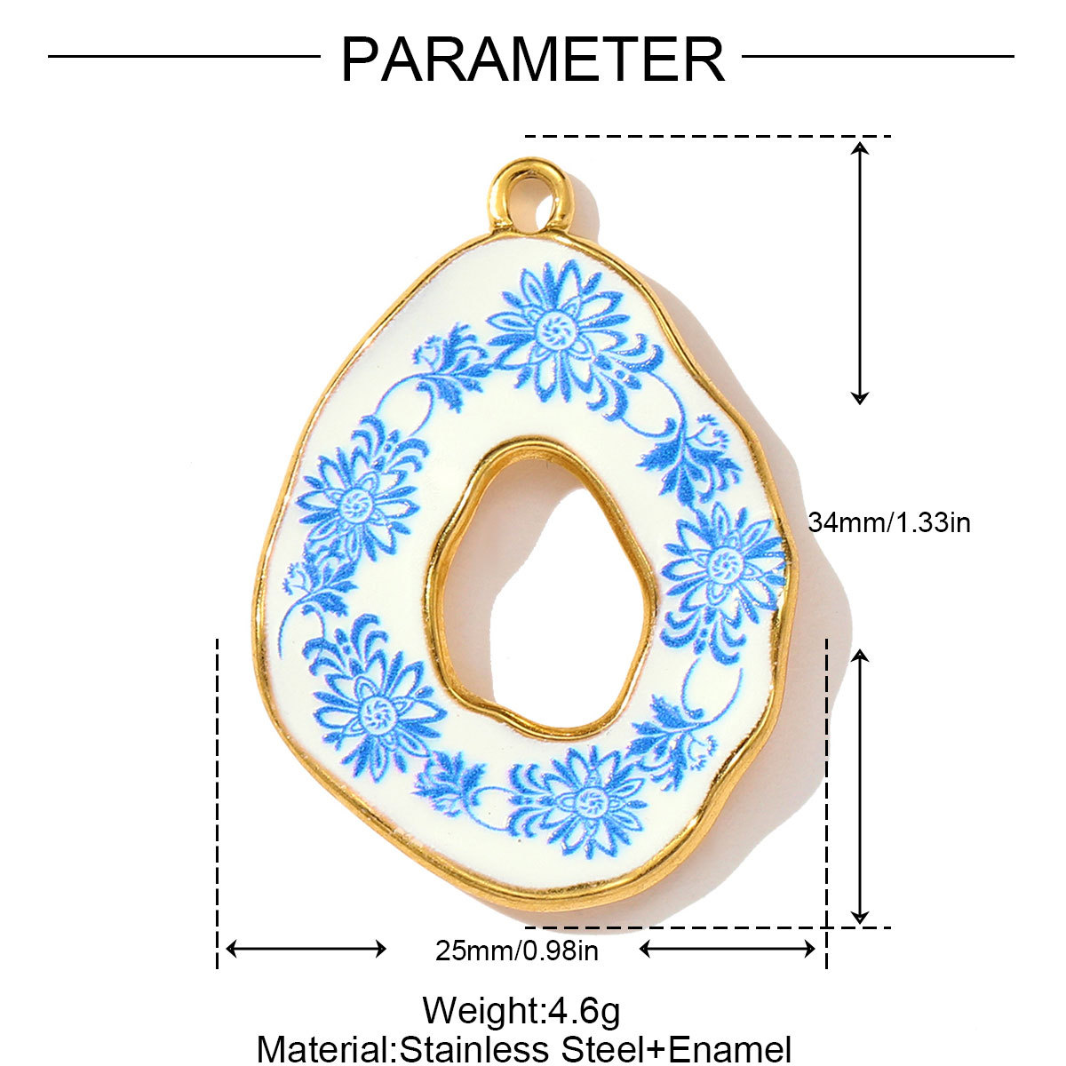 6pcs/pack Oval Hammered Stainless Steel DIY Earring Charms Woman Jewelry Enamel Peace Dove Bee Pendants Necklace Making Jewelry