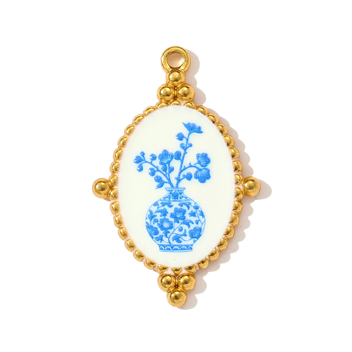 6pcs/pack Oval Hammered Stainless Steel DIY Earring Charms Woman Jewelry Enamel Peace Dove Bee Pendants Necklace Making Jewelry