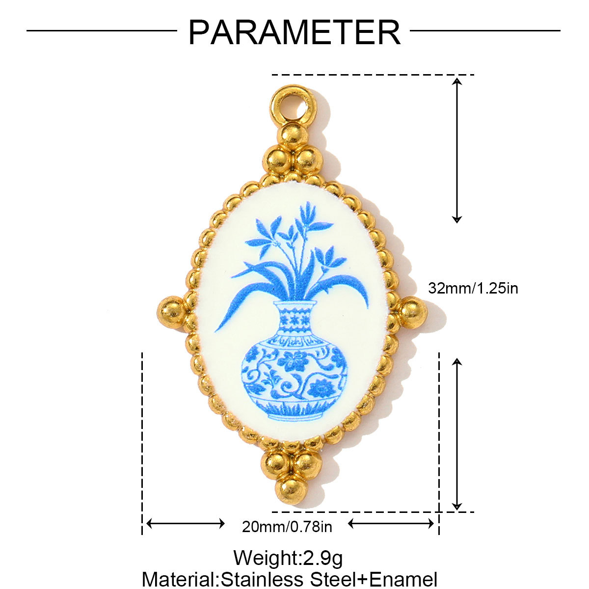 6pcs/pack Oval Hammered Stainless Steel DIY Earring Charms Woman Jewelry Enamel Peace Dove Bee Pendants Necklace Making Jewelry