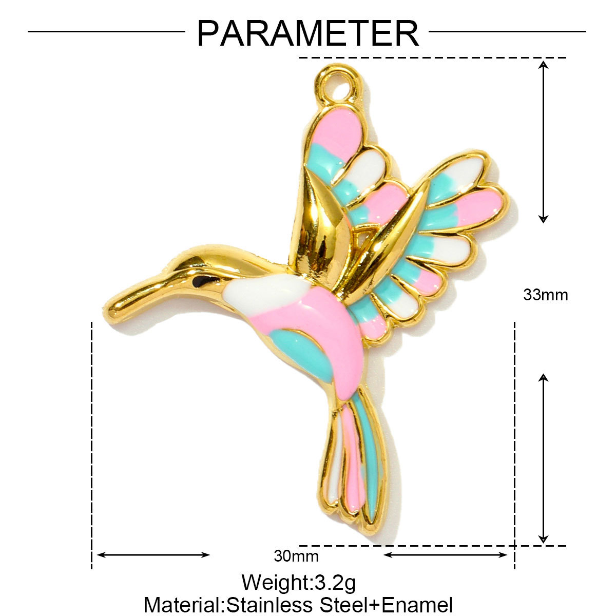 6pcs/pack Stainless Steel Rhinestone Cross Horseshoe DIY Charms Angel Wing Hummingbird Necklace Pendants Woman Jewelry Wholesale