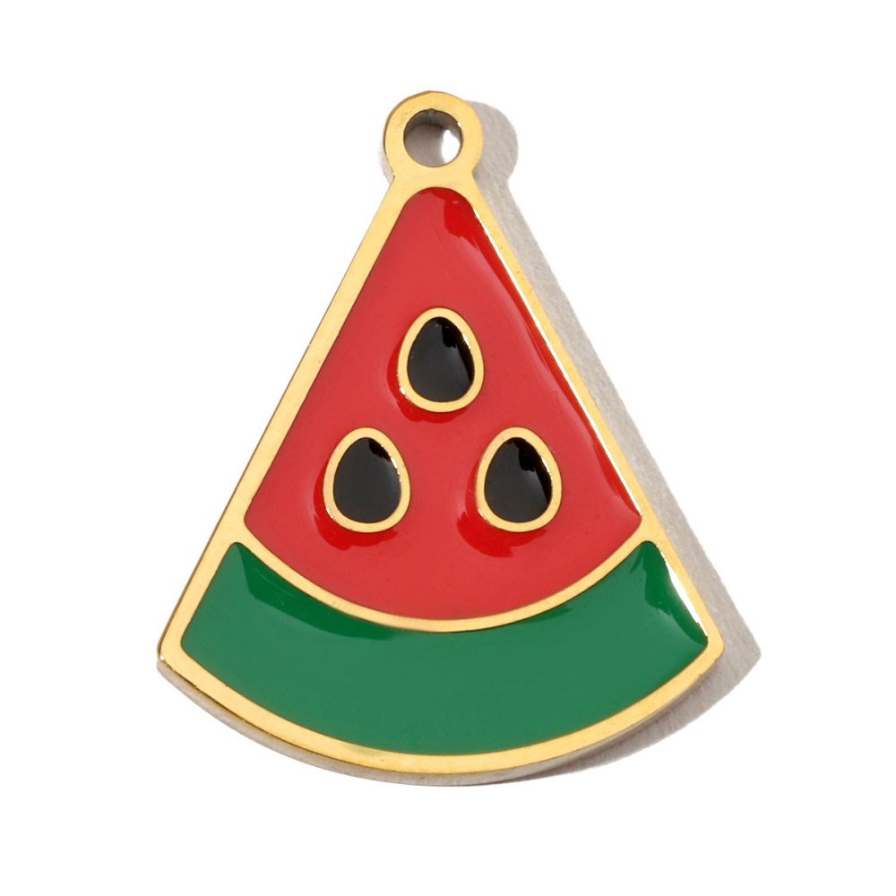 6pcs/pack Fruit Cherry Enamel Stainless Steel Diy Charms Women Peach Palm Tree Earring Necklace Pendant Watermelon Jewelry