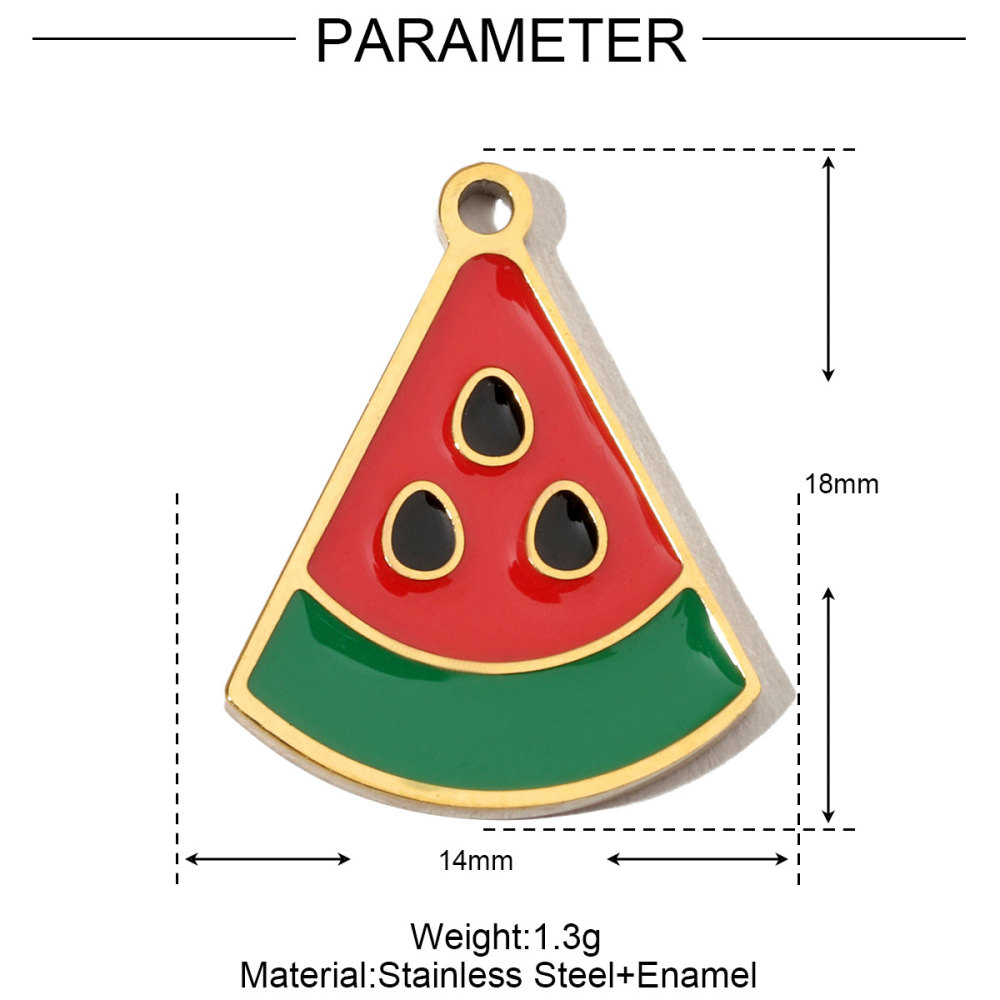 6pcs/pack Fruit Cherry Enamel Stainless Steel Diy Charms Women Peach Palm Tree Earring Necklace Pendant Watermelon Jewelry