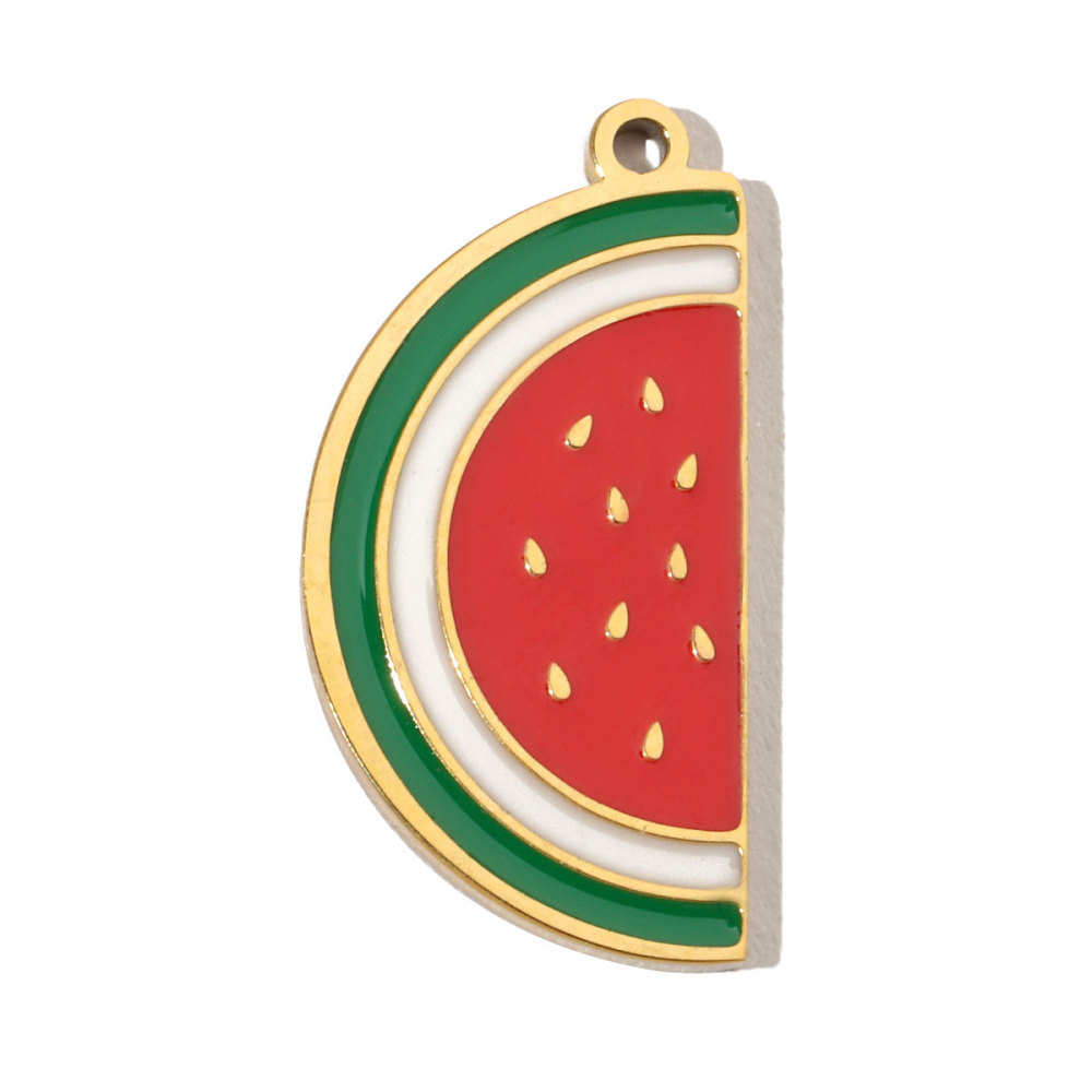 6pcs/pack Fruit Cherry Enamel Stainless Steel Diy Charms Women Peach Palm Tree Earring Necklace Pendant Watermelon Jewelry