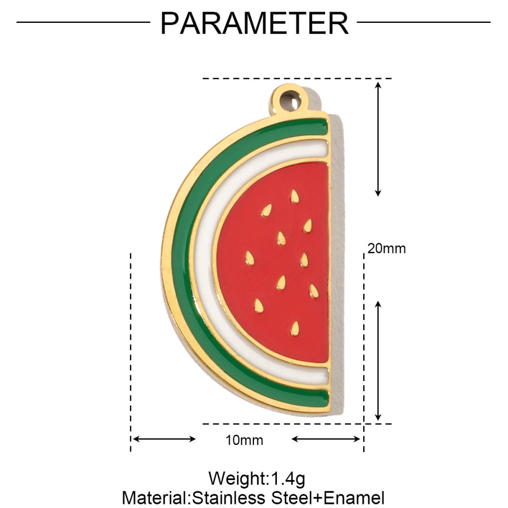 6pcs/pack Fruit Cherry Enamel Stainless Steel Diy Charms Women Peach Palm Tree Earring Necklace Pendant Watermelon Jewelry