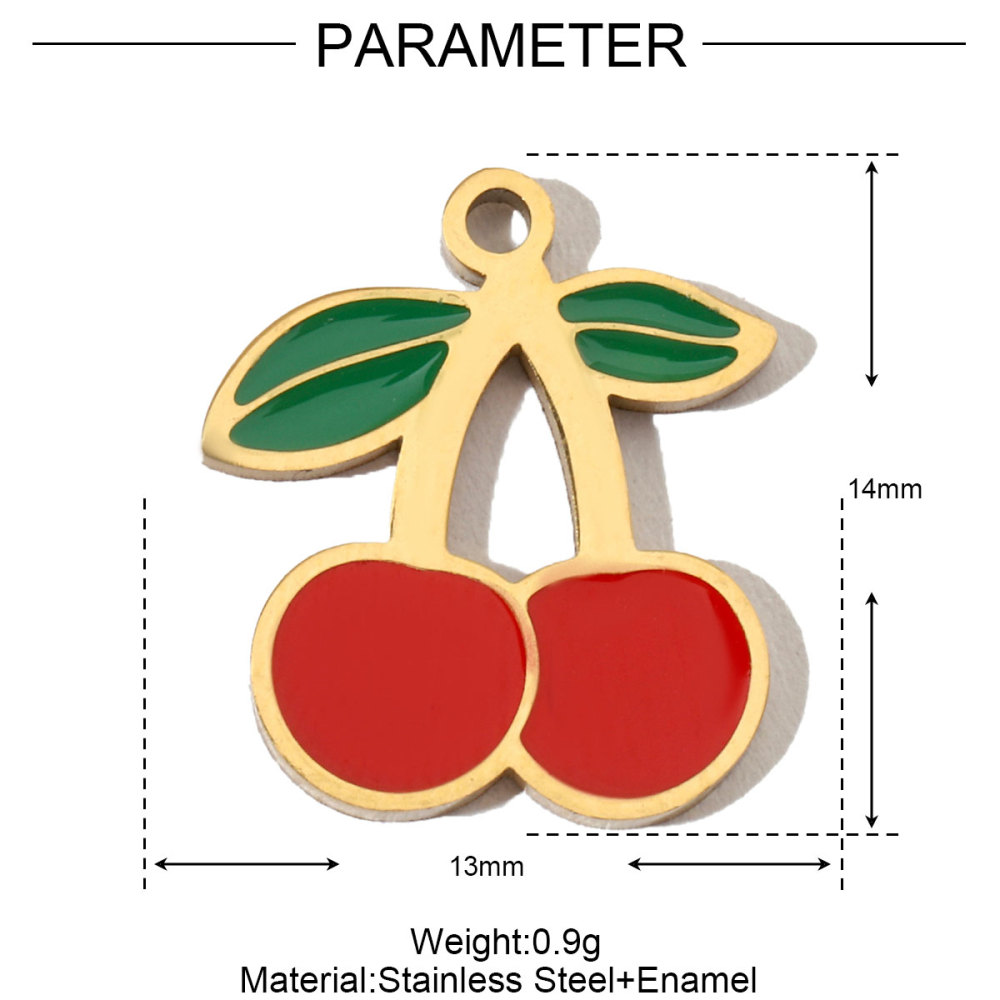 6pcs/pack Fruit Cherry Enamel Stainless Steel Diy Charms Women Peach Palm Tree Earring Necklace Pendant Watermelon Jewelry