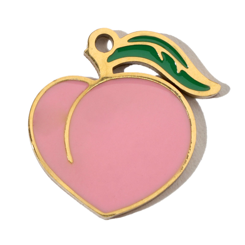 6pcs/pack Fruit Cherry Enamel Stainless Steel Diy Charms Women Peach Palm Tree Earring Necklace Pendant Watermelon Jewelry