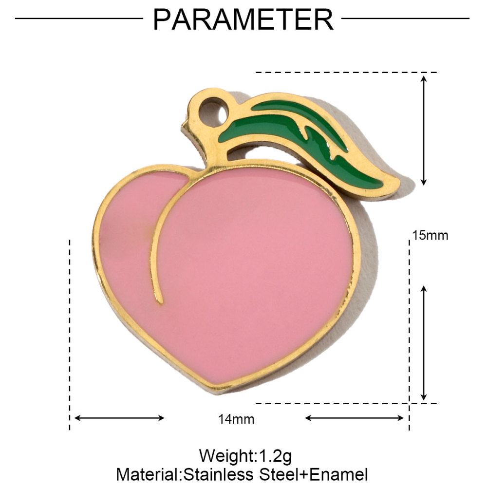 6pcs/pack Fruit Cherry Enamel Stainless Steel Diy Charms Women Peach Palm Tree Earring Necklace Pendant Watermelon Jewelry