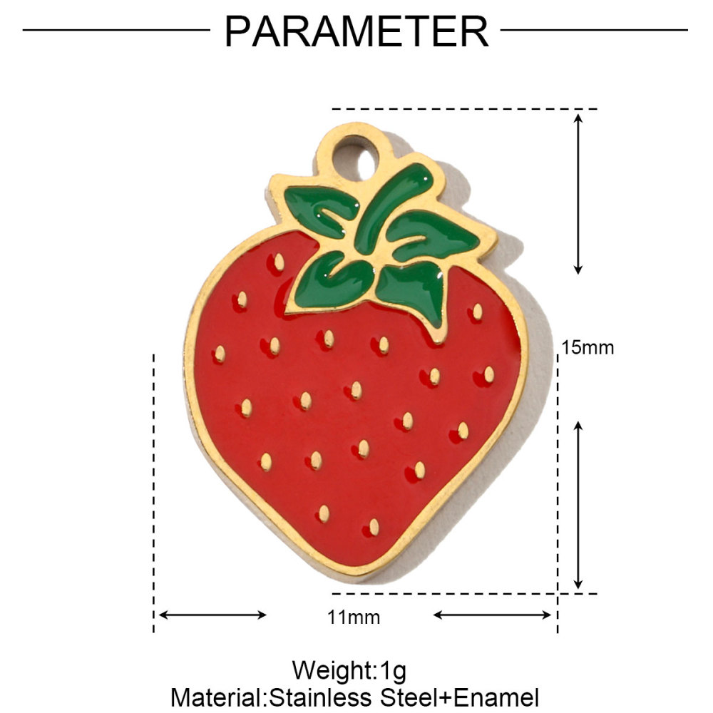 6pcs/pack Fruit Cherry Enamel Stainless Steel Diy Charms Women Peach Palm Tree Earring Necklace Pendant Watermelon Jewelry