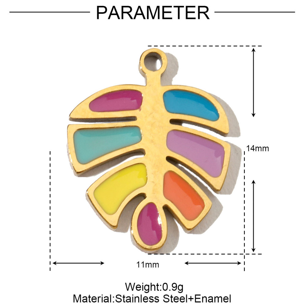 6pcs/pack Fruit Cherry Enamel Stainless Steel Diy Charms Women Peach Palm Tree Earring Necklace Pendant Watermelon Jewelry