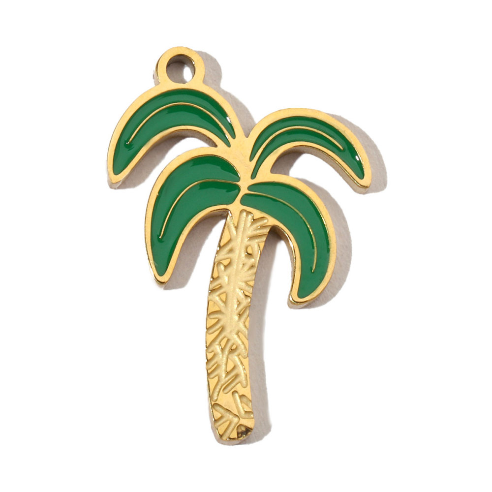 6pcs/pack Fruit Cherry Enamel Stainless Steel Diy Charms Women Peach Palm Tree Earring Necklace Pendant Watermelon Jewelry