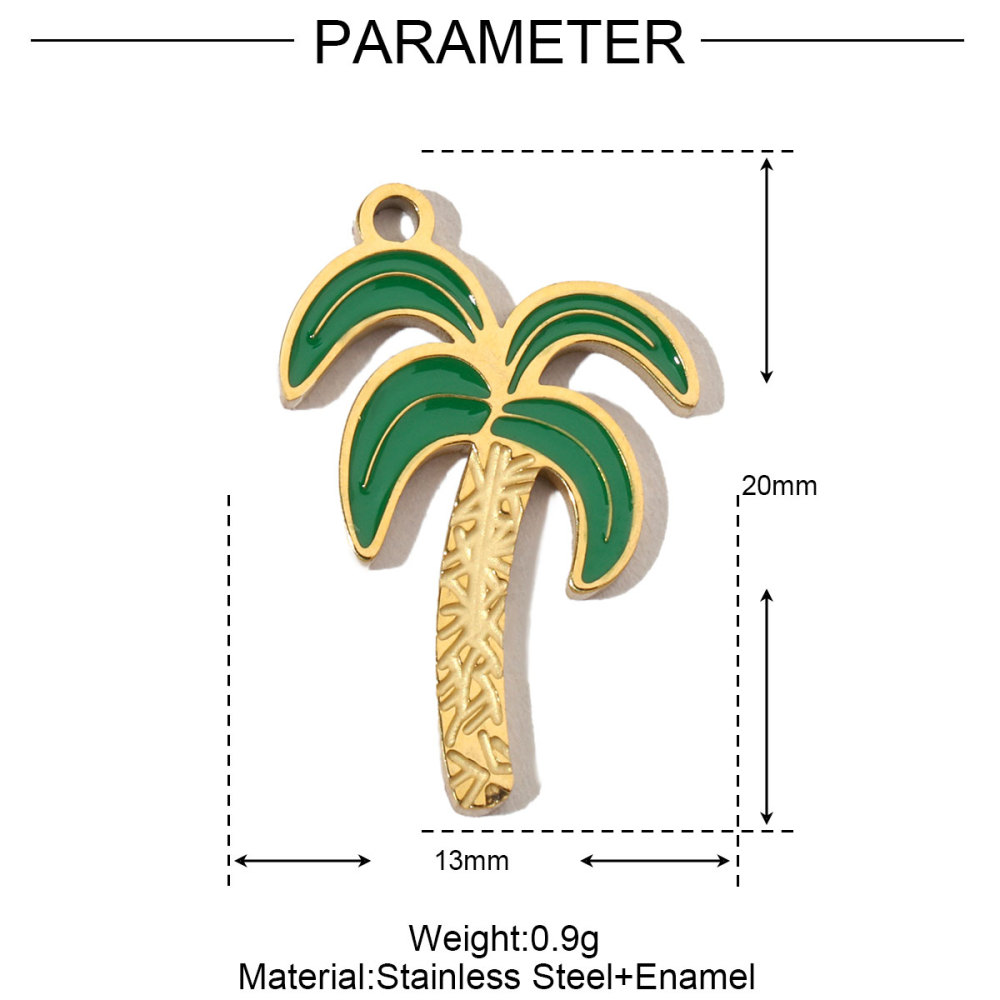 6pcs/pack Fruit Cherry Enamel Stainless Steel Diy Charms Women Peach Palm Tree Earring Necklace Pendant Watermelon Jewelry
