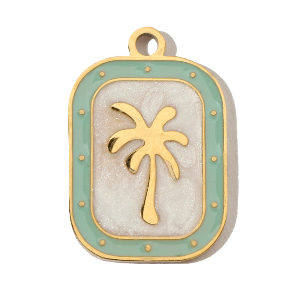 6pcs/pack Fruit Cherry Enamel Stainless Steel Diy Charms Women Peach Palm Tree Earring Necklace Pendant Watermelon Jewelry