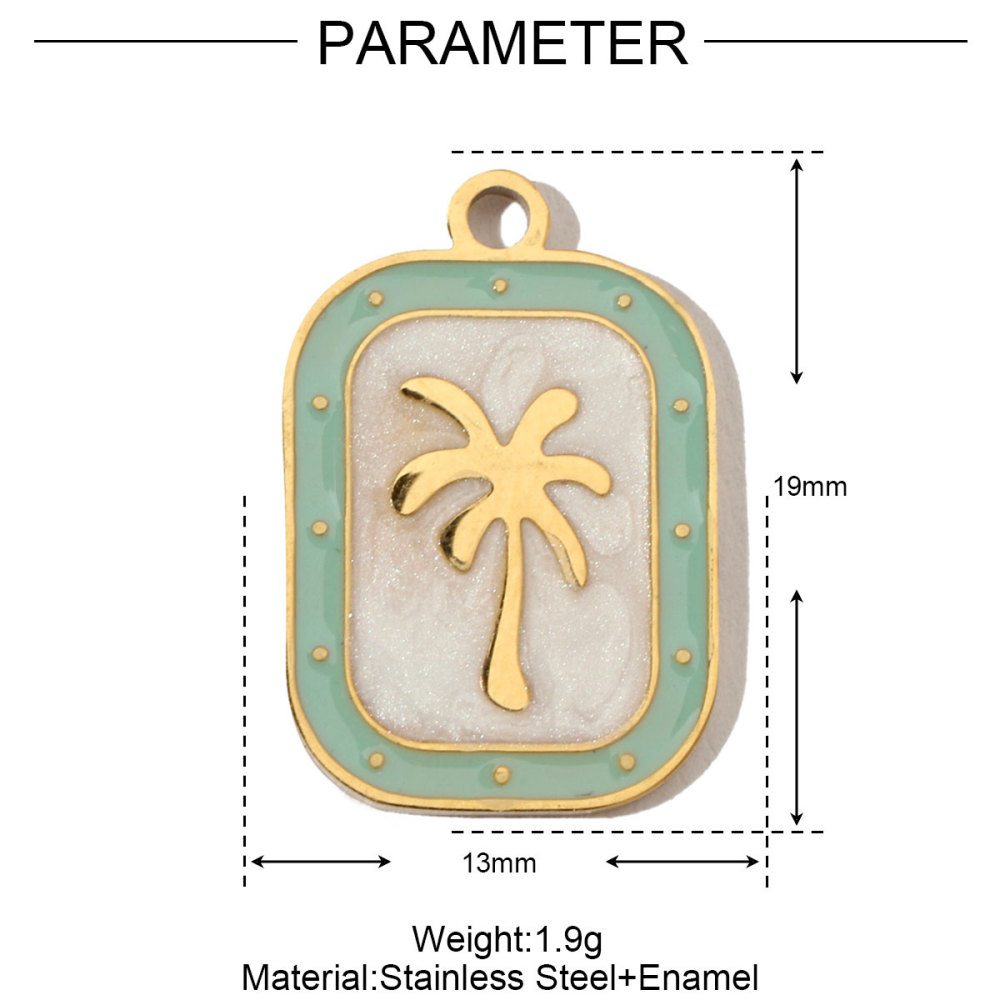 6pcs/pack Fruit Cherry Enamel Stainless Steel Diy Charms Women Peach Palm Tree Earring Necklace Pendant Watermelon Jewelry