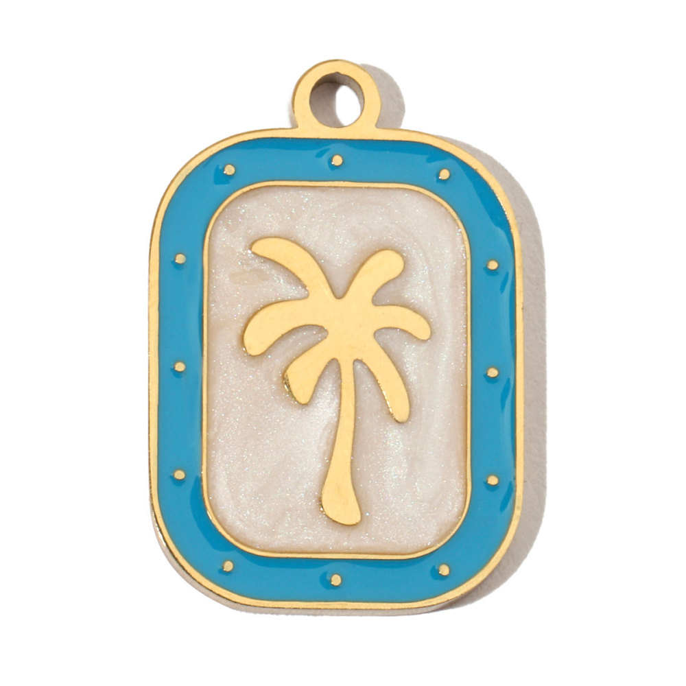 6pcs/pack Fruit Cherry Enamel Stainless Steel Diy Charms Women Peach Palm Tree Earring Necklace Pendant Watermelon Jewelry