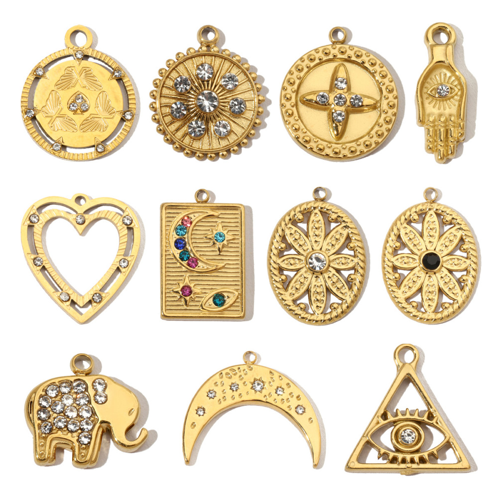 6pcs/pack Butterfly Star Stainless Steel Diy Charms Women Heart Moon Elephant Earring Necklace Pendant Hand Star Jewelry