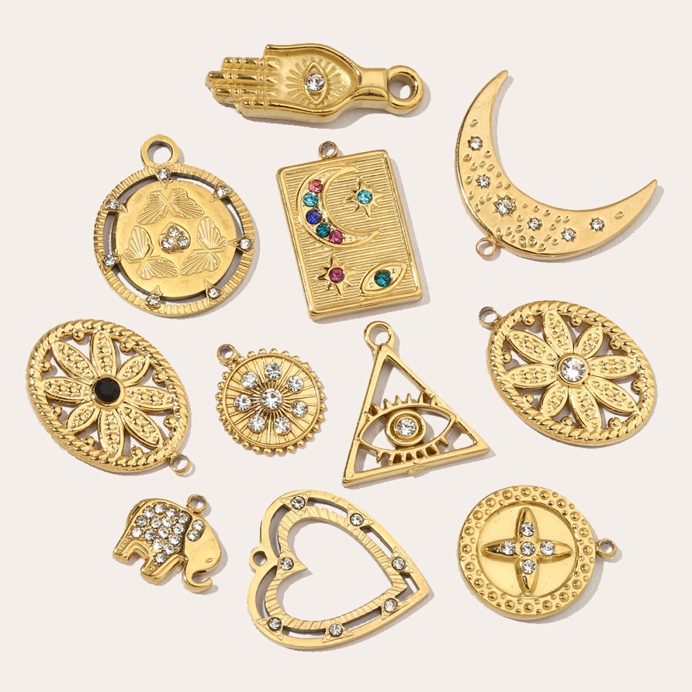6pcs/pack Butterfly Star Stainless Steel Diy Charms Women Heart Moon Elephant Earring Necklace Pendant Hand Star Jewelry