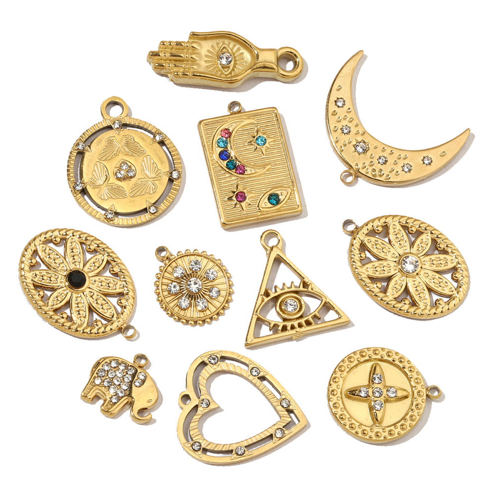 6pcs/pack Butterfly Star Stainless Steel Diy Charms Women Heart Moon Elephant Earring Necklace Pendant Hand Star Jewelry