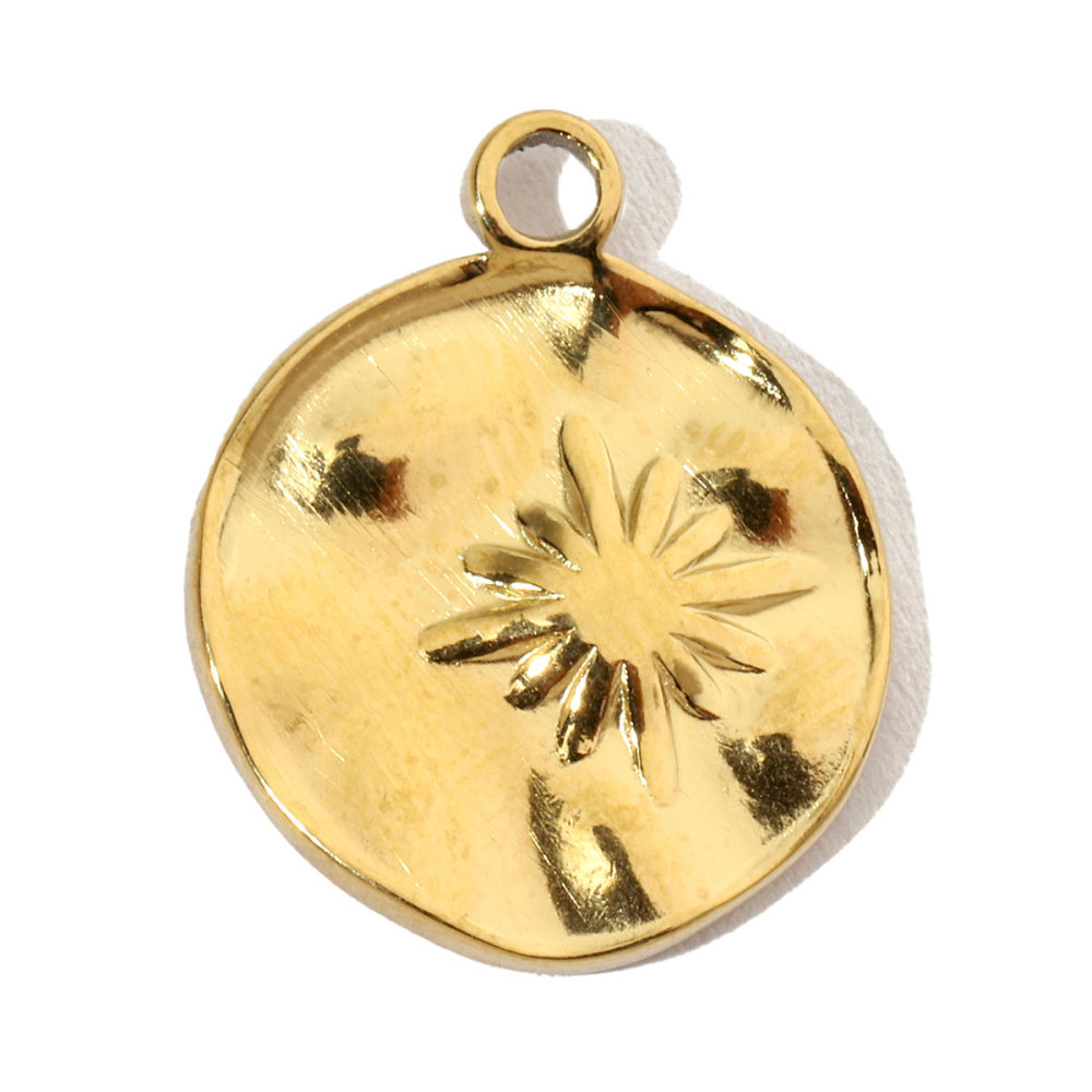 6pcs/pack French Antique Coin Sun Stainless Steel Diy Charms Women Heart Butterfly Earring Necklace Pendant Croissant Jewelry
