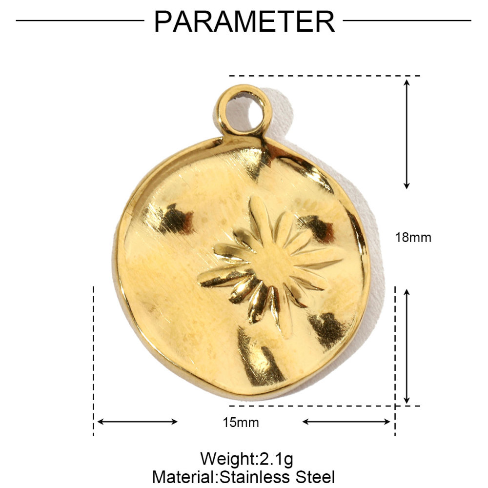 6pcs/pack French Antique Coin Sun Stainless Steel Diy Charms Women Heart Butterfly Earring Necklace Pendant Croissant Jewelry