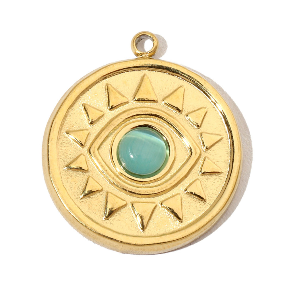 6pcs/pack French Sun Natural Stone Stainless Steel Diy Charms Women Heart Tiger Eye Necklace Pendant Round Lapis Lazuli Jewelry